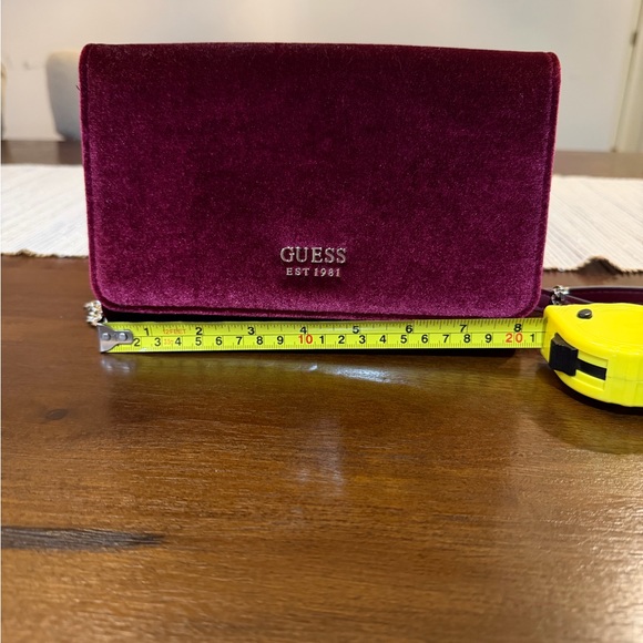 GUESS Velvet Clutch/Crossbody Bag – Burgundy - Picture 2 of 7